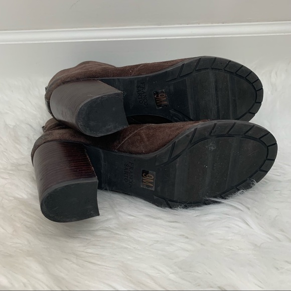 Franco Sarto Ozzie Suede Lace Up Brown Block Heel Boots - Picture 7 of 9